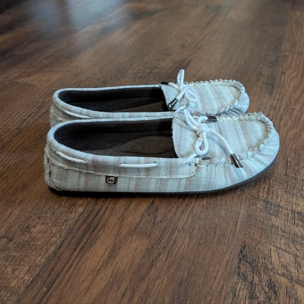Lamo Sabrina Moc Il Beige Stripe Moccasins comfort Slip On Shoes Size 8‎